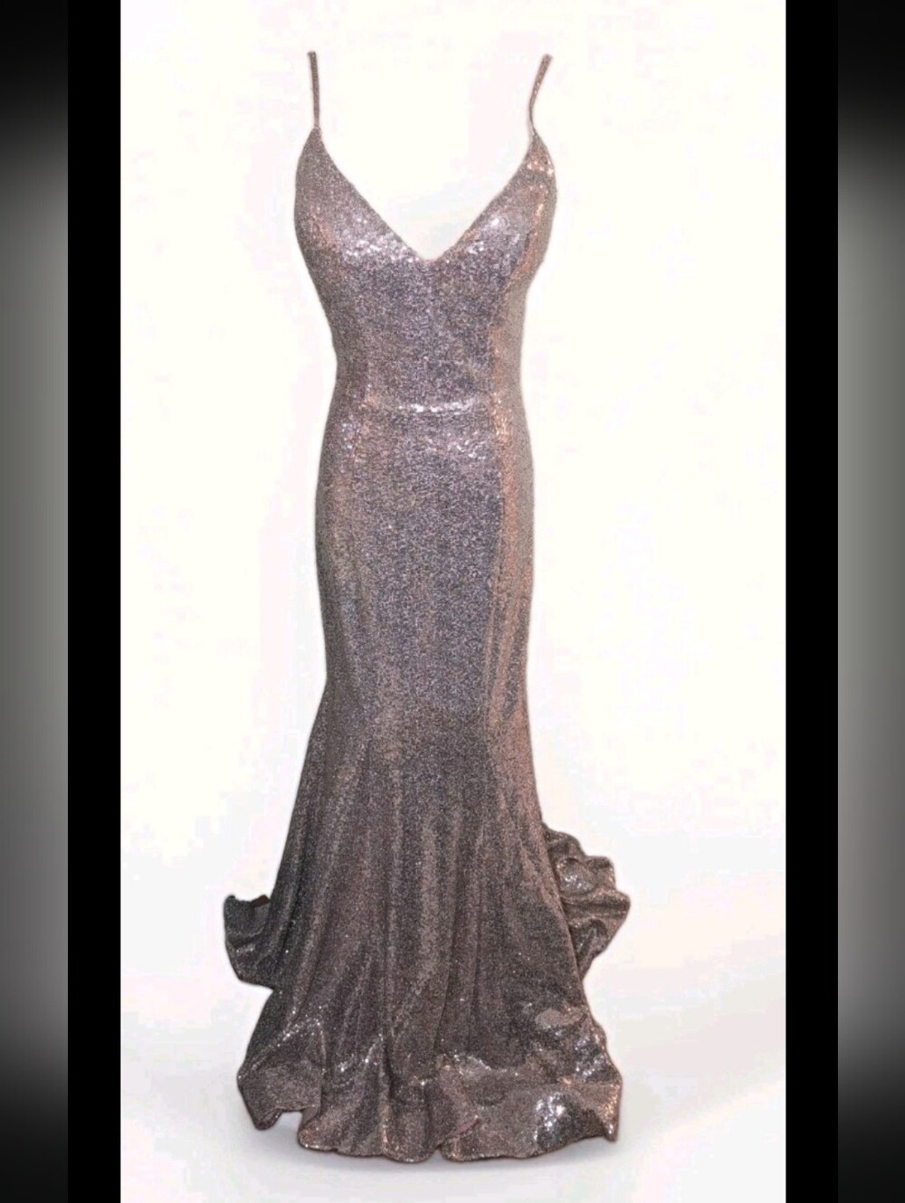 Ellie Wilde Rose Gold Sequin Gown Size 4 $375 - Picture 4 of 6